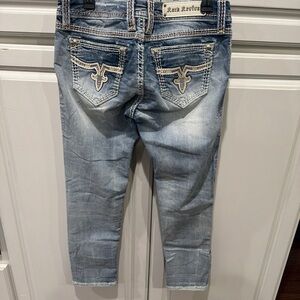 Rock Revival Light Blue Embroidered Ankle Jeans